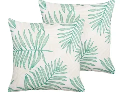 Online Beliani Set di 2 cuscini da esterno POGGIO Trama di piante Verde Beige Verde