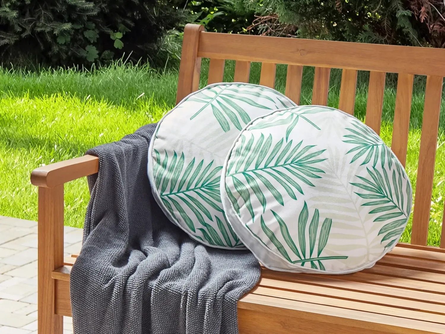 Online Beliani Set di 2 cuscini da esterno POGGIO Trama di piante Verde Beige Verde