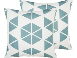 Discount Beliani Set di 2 cuscini da esterno RIGOSA Trama geometrica 45 x 45 cm Azzurro Bianco Blu