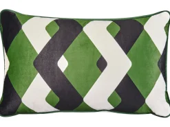 Outlet Beliani Set di 2 cuscini da esterno SWAY Trama geometrica Multicolore Bianco Multicolore Nero Verde