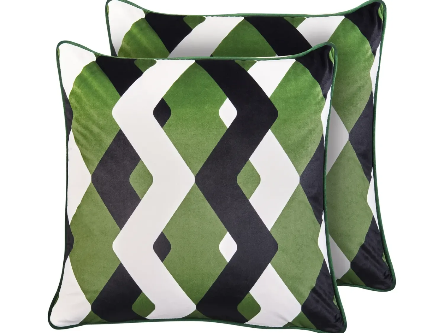Hot Beliani Set di 2 cuscini da esterno SWAY Trama geometrica Multicolore Bianco Multicolore Nero Verde