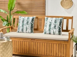 Outlet Beliani Set di 2 cuscini da esterno TERMINI Trama di piante 45 x 45 cm Verde Bianco Verde