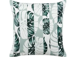 Outlet Beliani Set di 2 cuscini da esterno TERMINI Trama di piante 45 x 45 cm Verde Bianco Verde