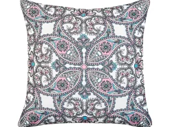 Beliani Set di 3 cuscini da esterno TIDE Tinta unita Trama orientale 45 x 45 cm Multicolore Bianco Rosa Multicolore Viola