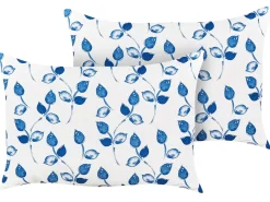 Best Beliani Set di 2 cuscini da esterno TORBORA Trama di piante Bianco Blu
