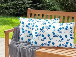 Best Beliani Set di 2 cuscini da esterno TORBORA Trama di piante Bianco Blu