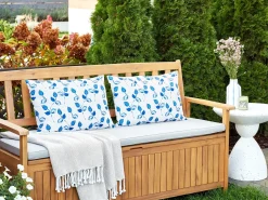 Best Beliani Set di 2 cuscini da esterno TORBORA Trama di piante Bianco Blu