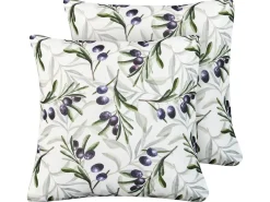 Sale Beliani Set di 2 cuscini da esterno TRANQUI Trama di piante 45 x 45 cm Multicolore Bianco Grigio Multicolore Verde