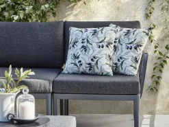 Sale Beliani Set di 2 cuscini da esterno TRANQUI Trama di piante 45 x 45 cm Multicolore Bianco Grigio Multicolore Verde