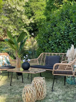 Best Beliani Set di 2 cuscini da esterno TSOTYLI Trama floreale 45 x 45 cm Verde Arancione Bianco Verde