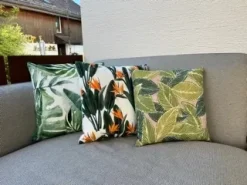 Best Beliani Set di 2 cuscini da esterno TSOTYLI Trama floreale 45 x 45 cm Verde Arancione Bianco Verde