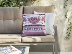 Best Beliani Set di 2 cuscini da esterno TVISTA Trama orientale 45 x 45 cm Viola Bianco Viola