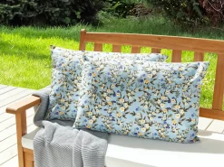 Outlet Beliani Set di 2 cuscini da esterno VALLORIA Trama floreale Blu Blu Giallo Verde