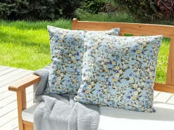 Beliani Set di 2 cuscini da esterno VALLORIA Trama floreale Blu Blu Giallo Verde