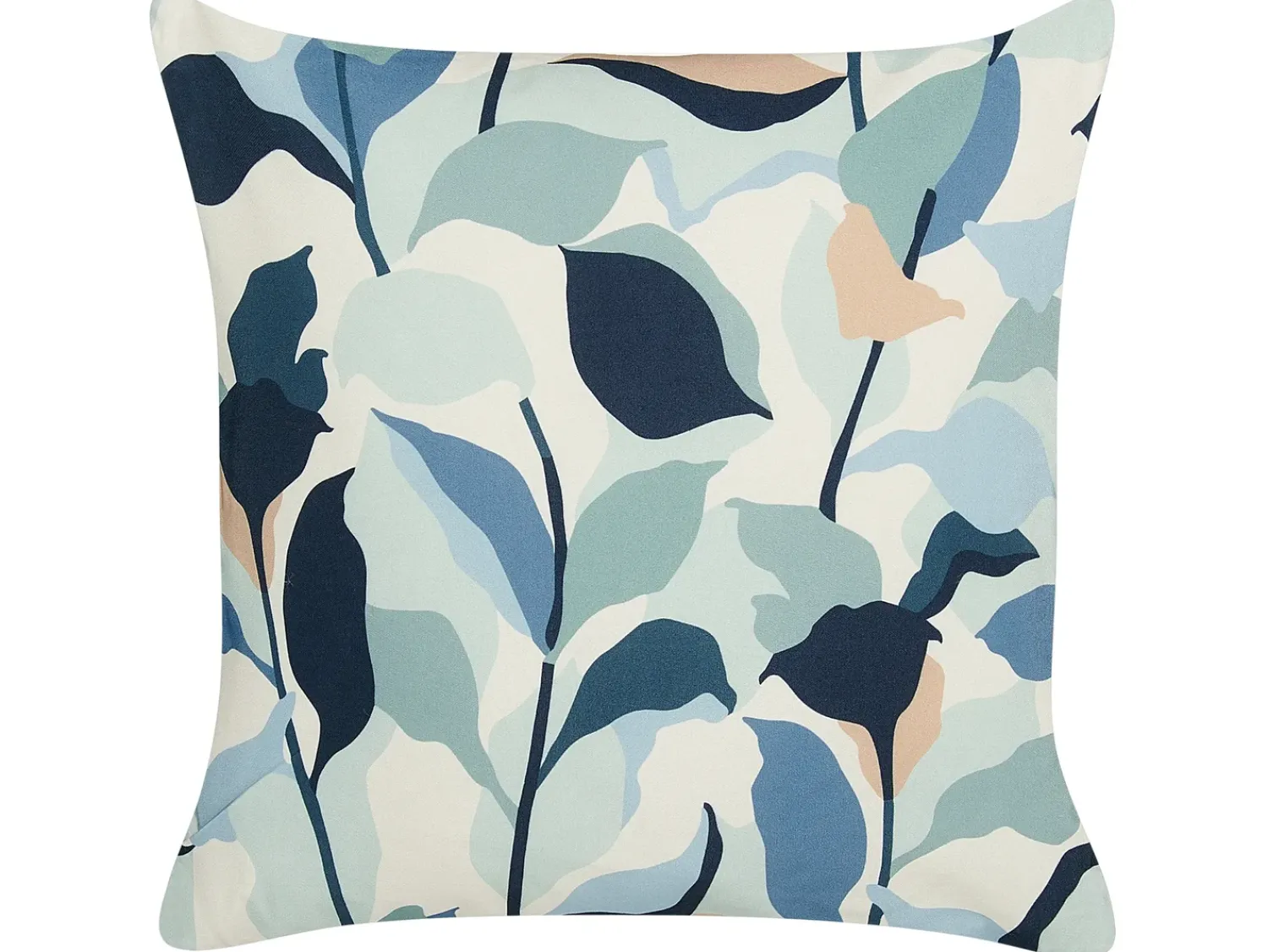 Online Beliani Set di 2 cuscini da esterno VEGLINO Trama di piante 45 x 45 cm Blu Bianco Blu
