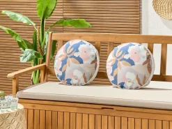 Online Beliani Set di 2 cuscini da esterno VEREZZI Trama floreale Multicolore Bianco Blu Multicolore Rosa