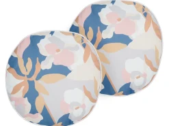 Online Beliani Set di 2 cuscini da esterno VEREZZI Trama floreale Multicolore Bianco Blu Multicolore Rosa