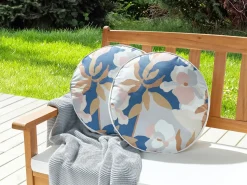 Online Beliani Set di 2 cuscini da esterno VEREZZI Trama floreale Multicolore Bianco Blu Multicolore Rosa