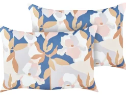 Best Beliani Set di 2 cuscini da esterno VEREZZI Trama floreale Multicolore Bianco Blu Multicolore Rosa