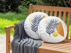 Discount Beliani Set di 2 cuscini da esterno VIOZENE Trama di piante 40 x 40 cm Bianco Bianco Arancione Giallo Nero