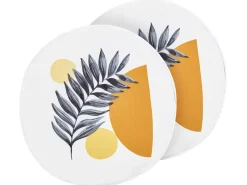 Discount Beliani Set di 2 cuscini da esterno VIOZENE Trama di piante 40 x 40 cm Bianco Bianco Arancione Giallo Nero