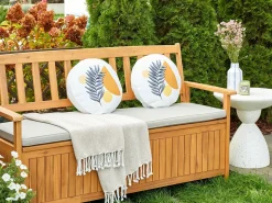 Discount Beliani Set di 2 cuscini da esterno VIOZENE Trama di piante 40 x 40 cm Bianco Bianco Arancione Giallo Nero