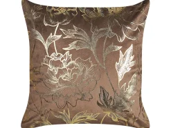 Discount Beliani Set di 2 cuscini DAFFODIL Velluto 45 x 45 cm Marrone Trama floreale Oro Marrone