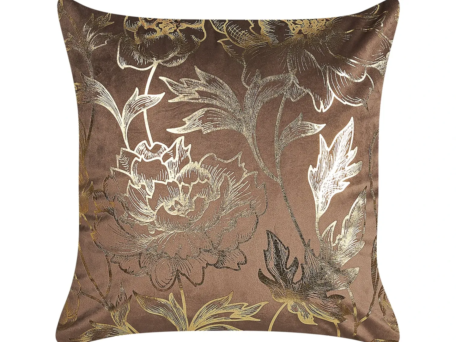 Discount Beliani Set di 2 cuscini DAFFODIL Velluto 45 x 45 cm Marrone Trama floreale Oro Marrone