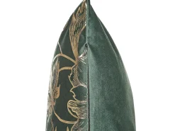 Hot Beliani Set di 2 cuscini DAFFODIL Velluto 45 x 45 cm Verde smeraldo Trama floreale Oro Verde