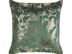 Hot Beliani Set di 2 cuscini DAFFODIL Velluto 45 x 45 cm Verde smeraldo Trama floreale Oro Verde