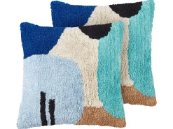 Online Beliani Set di 2 cuscini DAHLIA Cotone 45 x 45 cm Trama geometrica Multicolore