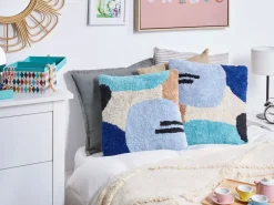 Online Beliani Set di 2 cuscini DAHLIA Cotone 45 x 45 cm Trama geometrica Multicolore