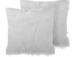 Beliani Set di 2 cuscini DAISY Finta pelliccia 45 x 45 cm chiaro Tinta unita Beige