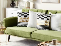 Beliani Set di 2 cuscini DALIA Cotone 45 x 45 cm Nero Trama geometrica Bianco Oro Nero