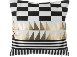 Beliani Set di 2 cuscini DALIA Cotone 45 x 45 cm Nero Trama geometrica Bianco Oro Nero