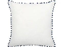Best Beliani Set di 2 cuscini DANDELION 45 x 45 cm Blu scuro Trama di piante Bianco Blu