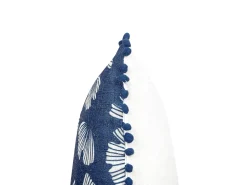 Best Beliani Set di 2 cuscini DANDELION 45 x 45 cm Blu scuro Trama di piante Bianco Blu