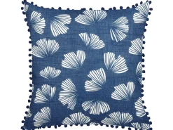 Best Beliani Set di 2 cuscini DANDELION 45 x 45 cm Blu scuro Trama di piante Bianco Blu