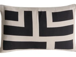 Best Beliani Set di 3 cuscini decorativi AGATHIS Cotone 30 x 50 cm Nero/Beige Trama astratta Beige Nero