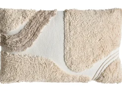 Beliani Set di 3 cuscini decorativi ALSTONIA Cotone 30 x 50 cm 45 x 45 cm Beige Trama astratta Bianco Beige