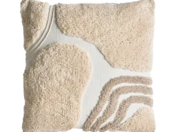Beliani Set di 3 cuscini decorativi ALSTONIA Cotone 30 x 50 cm 45 x 45 cm Beige Trama astratta Bianco Beige