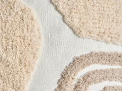 Beliani Set di 3 cuscini decorativi ALSTONIA Cotone 30 x 50 cm 45 x 45 cm Beige Trama astratta Bianco Beige