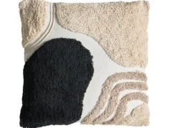 Discount Beliani Set di 3 cuscini decorativi ALSTONIA Cotone 30 x 50 cm 45 x 45 cm Nero Trama astratta Bianco Beige Nero