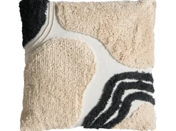 Discount Beliani Set di 3 cuscini decorativi ALSTONIA Cotone 30 x 50 cm 45 x 45 cm Nero Trama astratta Bianco Beige Nero