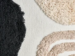 Discount Beliani Set di 3 cuscini decorativi ALSTONIA Cotone 30 x 50 cm 45 x 45 cm Nero Trama astratta Bianco Beige Nero