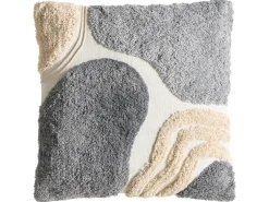 Clearance Beliani Set di 3 cuscini decorativi ALSTONIA Cotone 30 x 50 cm 45 x 45 cm Grigio Trama astratta Bianco Beige Grigio