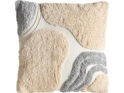 Clearance Beliani Set di 3 cuscini decorativi ALSTONIA Cotone 30 x 50 cm 45 x 45 cm Grigio Trama astratta Bianco Beige Grigio