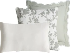 Online Beliani Set di 3 cuscini decorativi CANARIUM Cotone 30 x 50 cm 45 x 45 cm Verde Tinta unita Bianco Verde