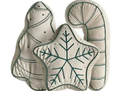 Outlet Beliani Set di 3 cuscini decorativi JOLLYTRIO Velluto 35 x 70 cm 40 x 60 cm 40 x 40 cm Beige chiaro Modello natalizio Beige Verde
