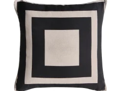 Discount Beliani Set di 3 cuscini decorativi MERBAU Cotone 45 x 45 cm Nero/Beige Trama astratta Beige Nero